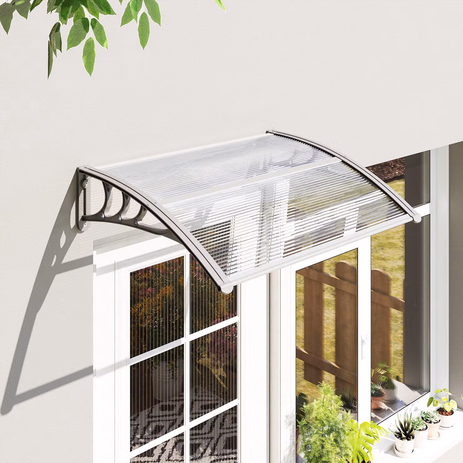 Outsunny Transparent Polycarbonate Door Canopy Awning for Front or Back Porch, W: 100 cm x H: 80 cm – 5