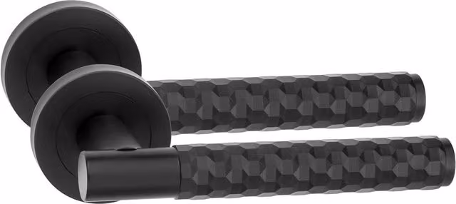 Golden Grace Matt Black Bathroom Door Handle Set with Matching Key Hole Escutcheon