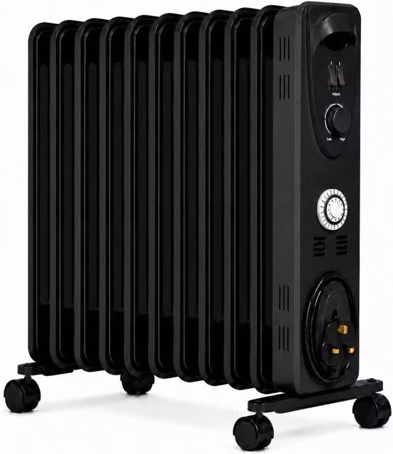 Mylek 2500W Oil Filled Radiator in Anthracite with Thermostat and Tilt Protection, H 63 cm x W 46 cm x D 46 cm – 6
