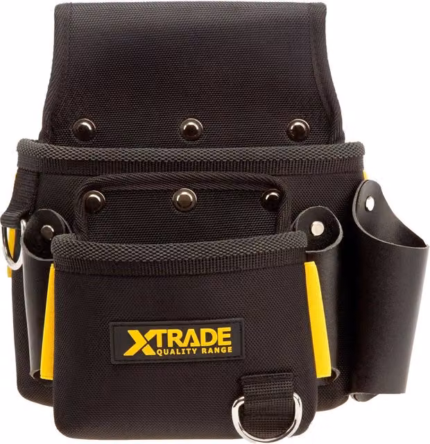 XTrade Black Leather and Polyester Pouch