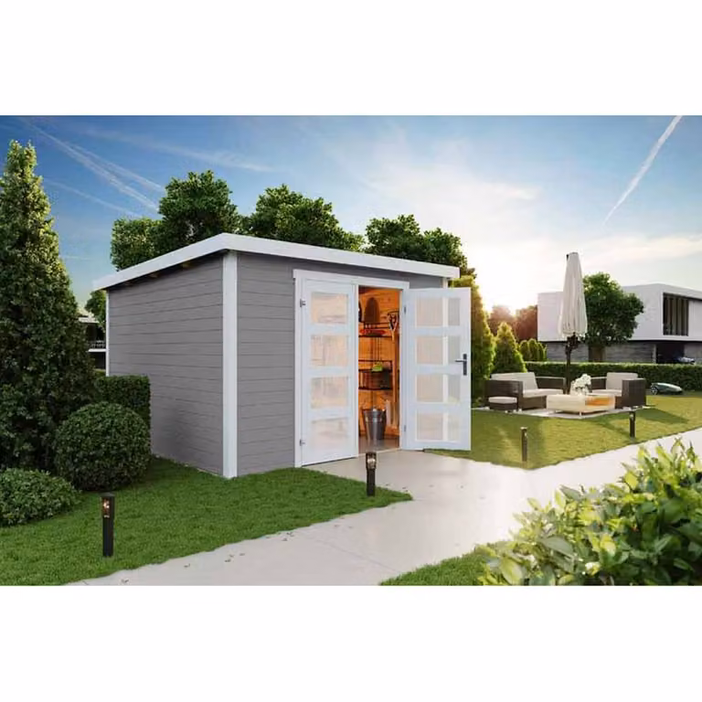 Lasita Maja Ltd Zambezi 6-Log Cabin Garden Room and Home Office in Brown, W: 274.7 cm, D: 320 cm, H: 210.9 cm