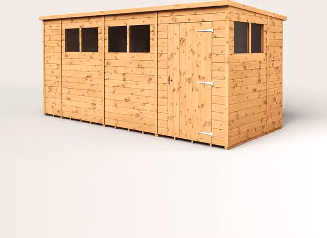 Empire Sheds Brown Modular Pent Garden Shed with Single Door and Windows