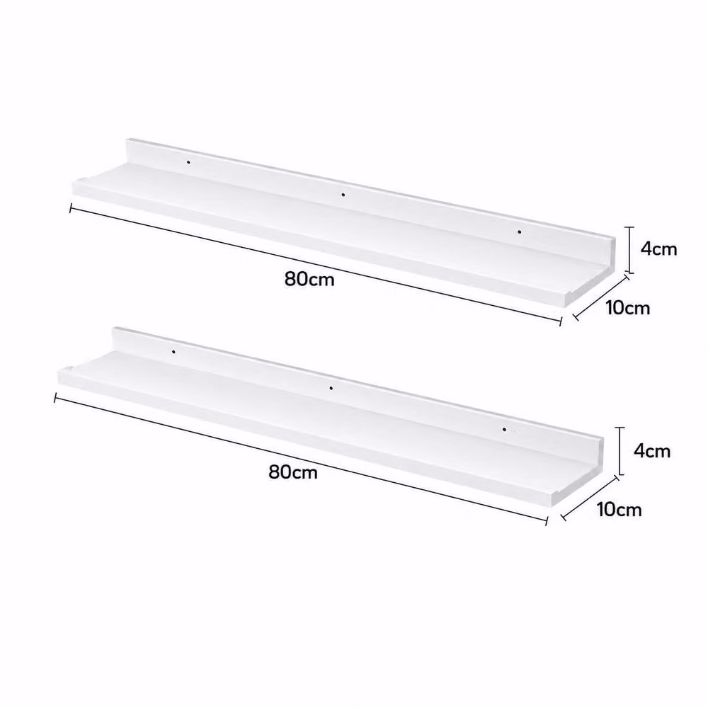 SPOT ON DEALZ Set of 2 White Wooden Floating Shelves, W: 80 cm – 2