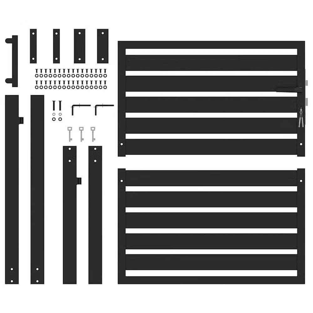 Berkfield Home Lockable Black Aluminium Garden Gate, W/H: 100 x 100 cm – 4