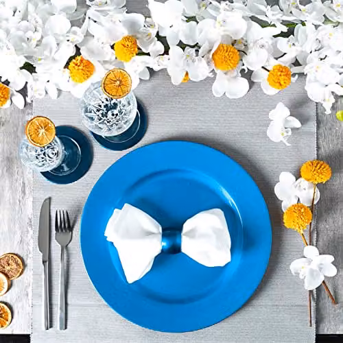 Argon Tableware Metallic Melamine Charger Plates, Blue, Diameter: 33 cm, Pack of 6 – 2