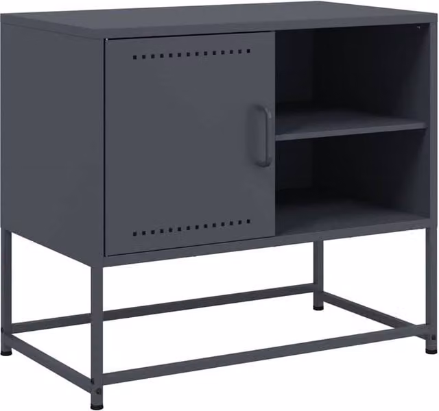 Berkfield Home Industrial Metal TV Cabinet in Anthracite W/D/H: 68 x 39 x 60.5 cm