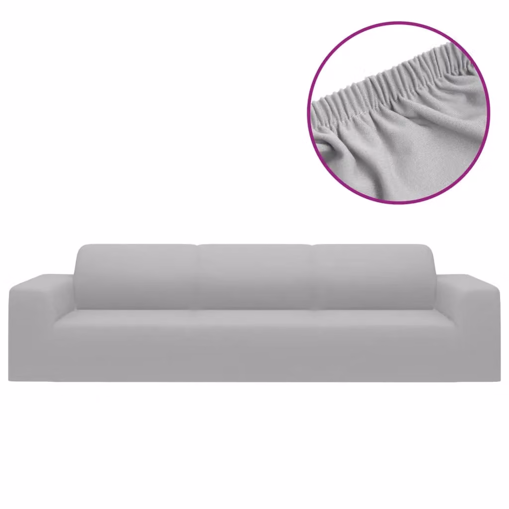 Berkfield Home 4-Seater Stretch Sofa Slipcover in Grey Polyester Jersey – 2