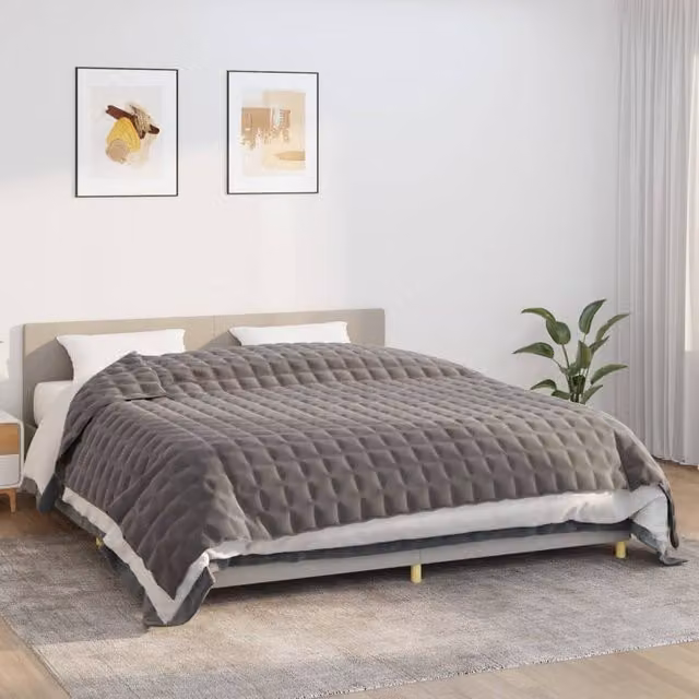 Berkfield Home Grey Weighted Blanket with Breathable Fibre and Glass Beads, W/D/H: 220 x 260 cm, 13 kg – 1
