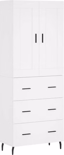 Berkfield Home Modern White Matt Highboard with Hinged Doors and Internal Shelves, W/D/H: 69.5 x 34 x 180 cm