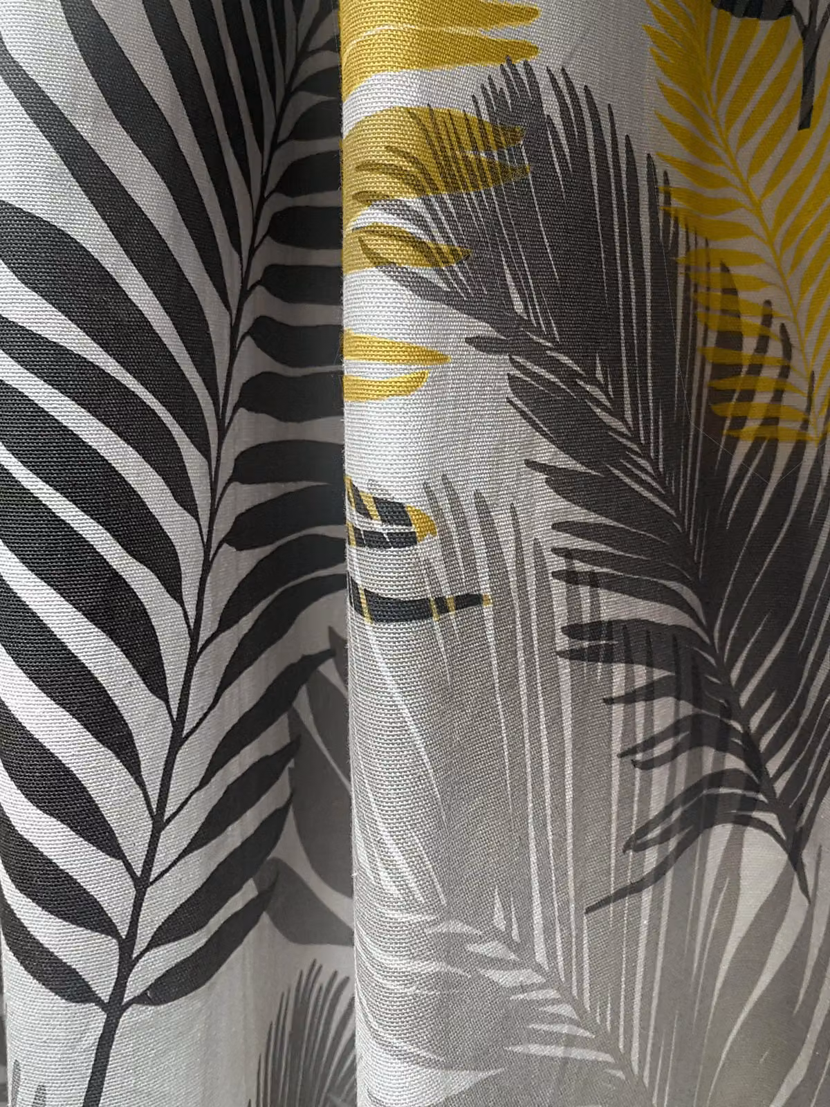 Fusion Tropical Exotic Palm Leaf Print 100% Cotton Eyelet Curtains in Yellow, Width: 168 cm, Drop: 229 cm – 3