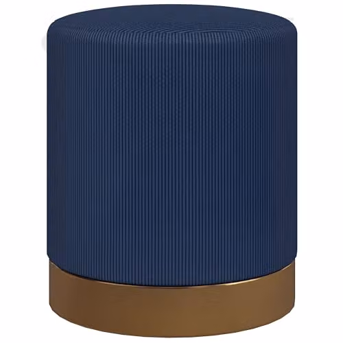 HOMCOM Modern Round Corduroy Fabric Footstool in Blue, W/D/H: 40 x 40 x 45 cm