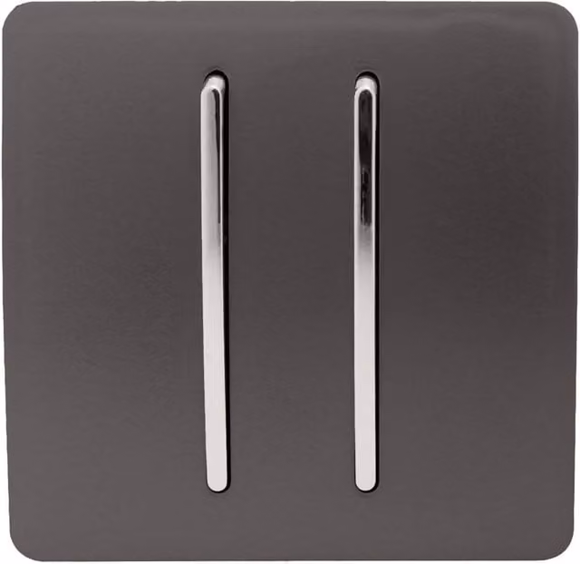 Trendi 2 Gang Combination Flush Light Switch (1x 2 Way & 1x Intermediate) in Dark Mocha Brown