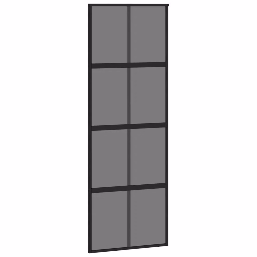 Berkfield Home Minimalist Sliding Door in Black with Transparent Tempered Glass and Aluminium, W: 76 cm, H: 205 cm – 2