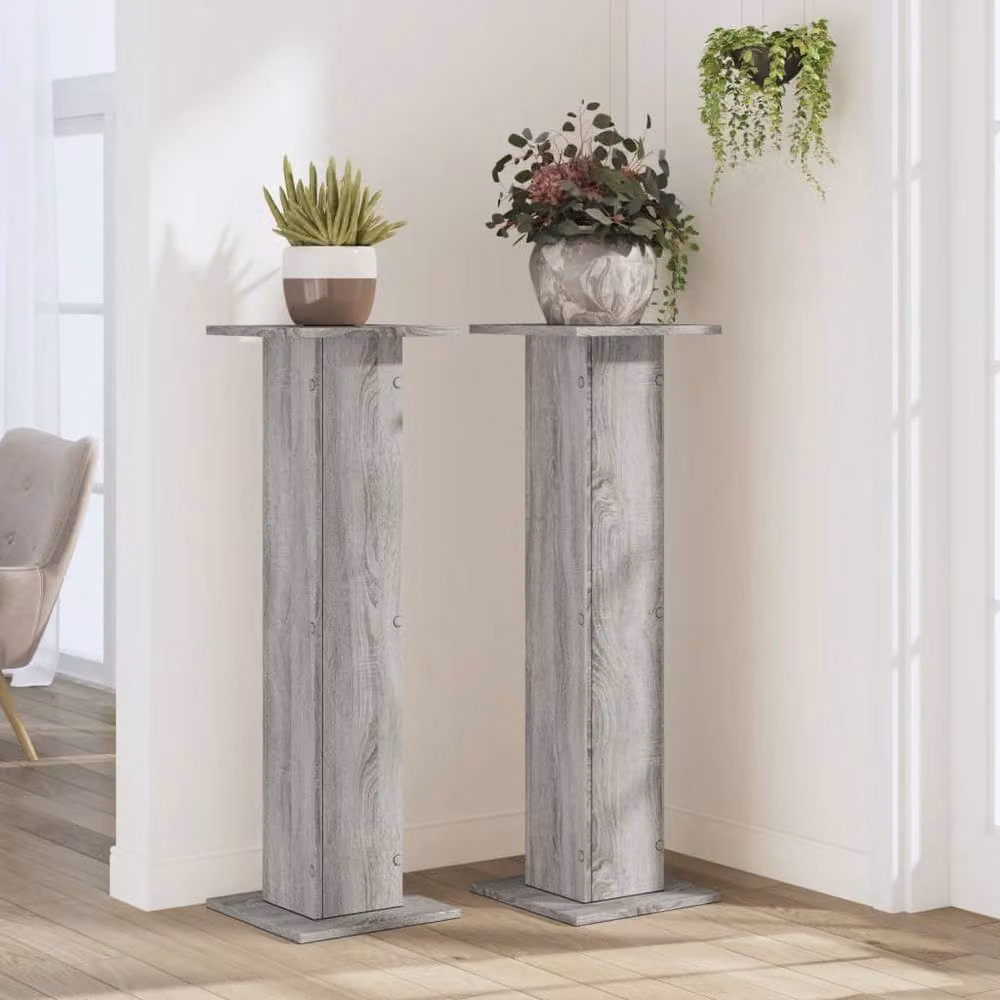 Berkfield Home Set of 2 Grey Engineered Wood Plant Stands, W/D/H: 30 x 30 x 95 cm – 3