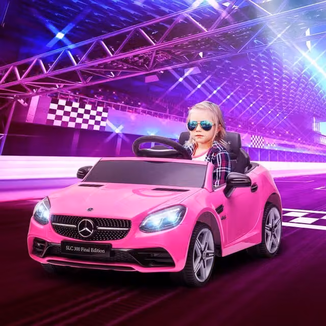 HOMCOM Mercedes Benz SLC 300 Kids 12V Electric Ride On Car, Pink