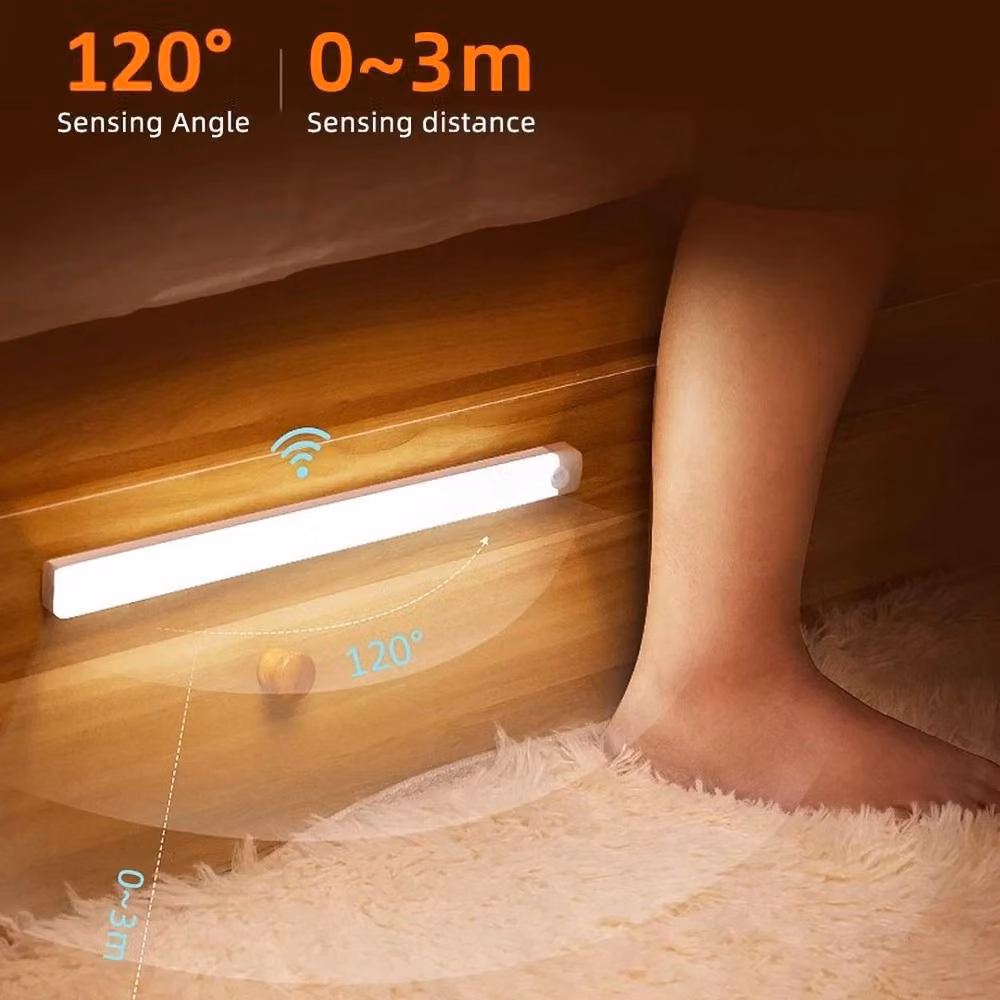 FLAVORA White USB Rechargeable PIR Motion Sensor LED Strip Lamp with 24 LEDs – 3