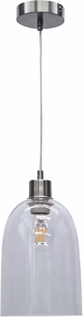 First Choice Lighting Dallas Satin Nickel Pendant Light with Clear Domed Glass in Silver