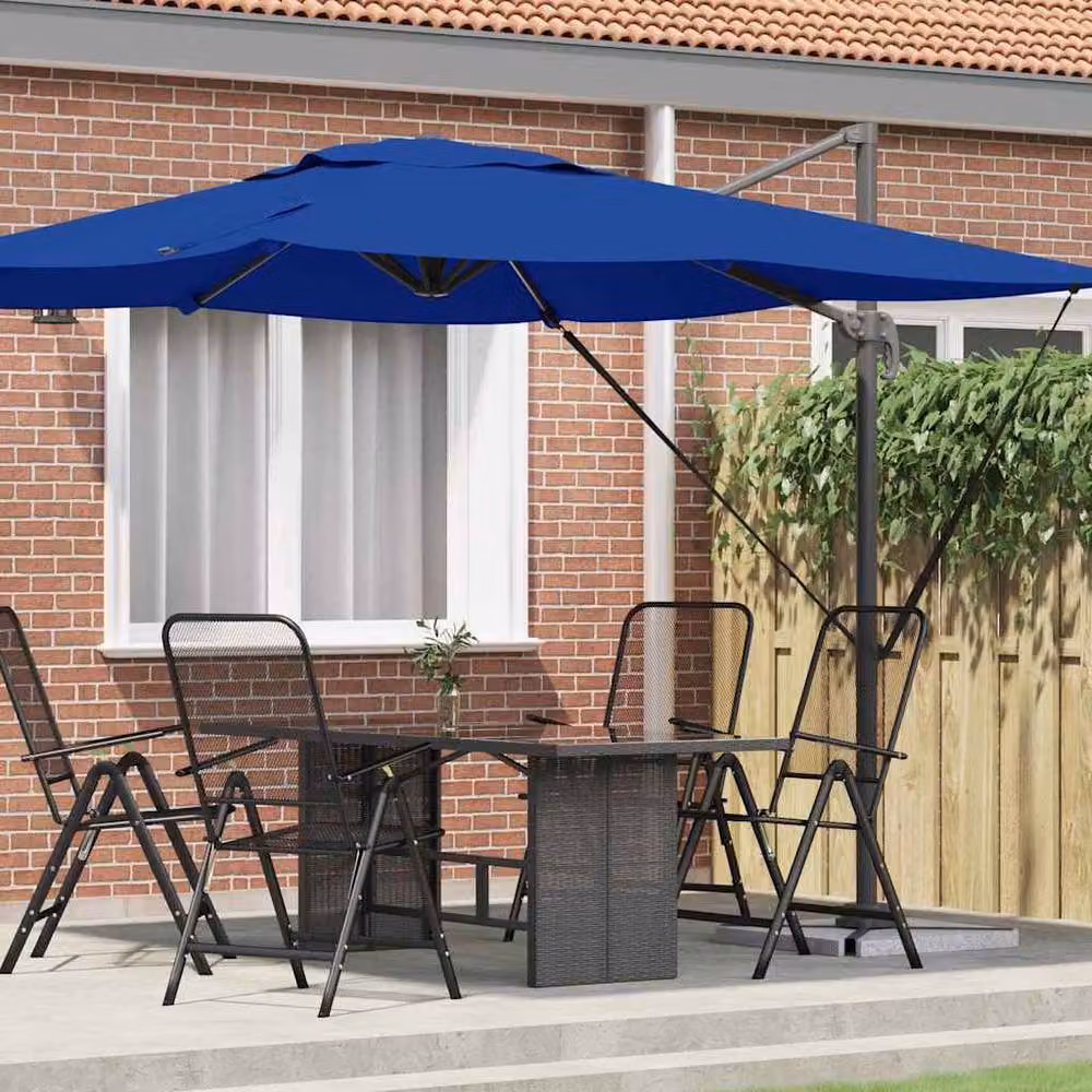 Berkfield Home Roma Cantilever Parasol in Azure Blue, Aluminium, W/D/H: 286 x 285 x 265 cm – 2