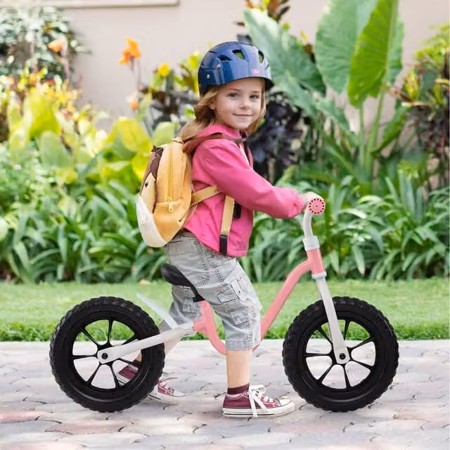 COSTWAY Pink Height Adjustable Balance Bike with EVA Foam Wheels