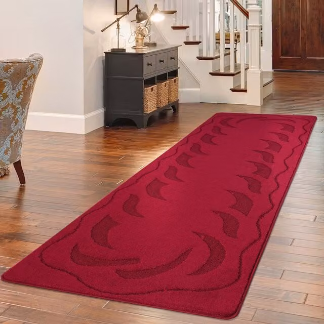 Smart Living Non Slip Red Striped Rectangular Gel Mat, W: 80 cm, L: 150 cm