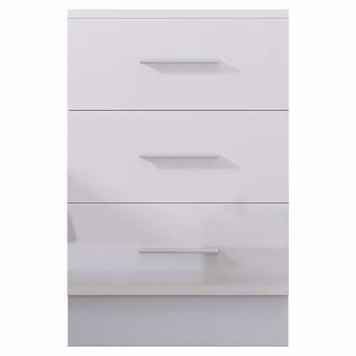 Reflect 3 Drawer Bedside Table Set of 2 in White Gloss and Matt White – 2