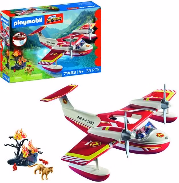 Playmobil Firefighting Seaplane Playset in Red