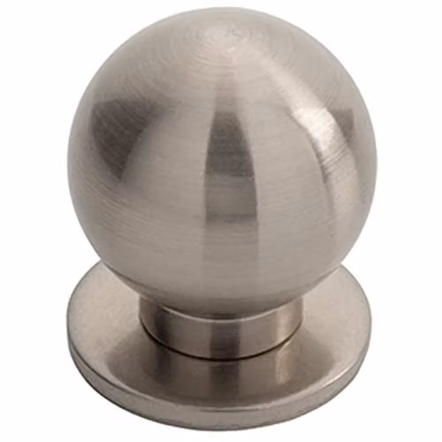 Loops Small Solid Ball Cupboard Door Knob, 30mm Diameter, Brushed Silver