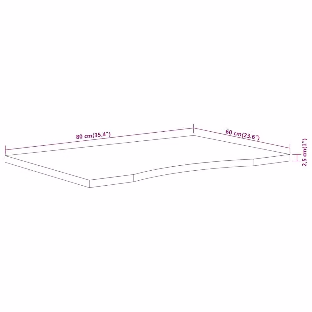 Berkfield Home Beautiful Rectangular Solid Wood Acacia Desk Top, Brown, W: 80 cm, D: 60 cm, H: 2.5 cm – 3