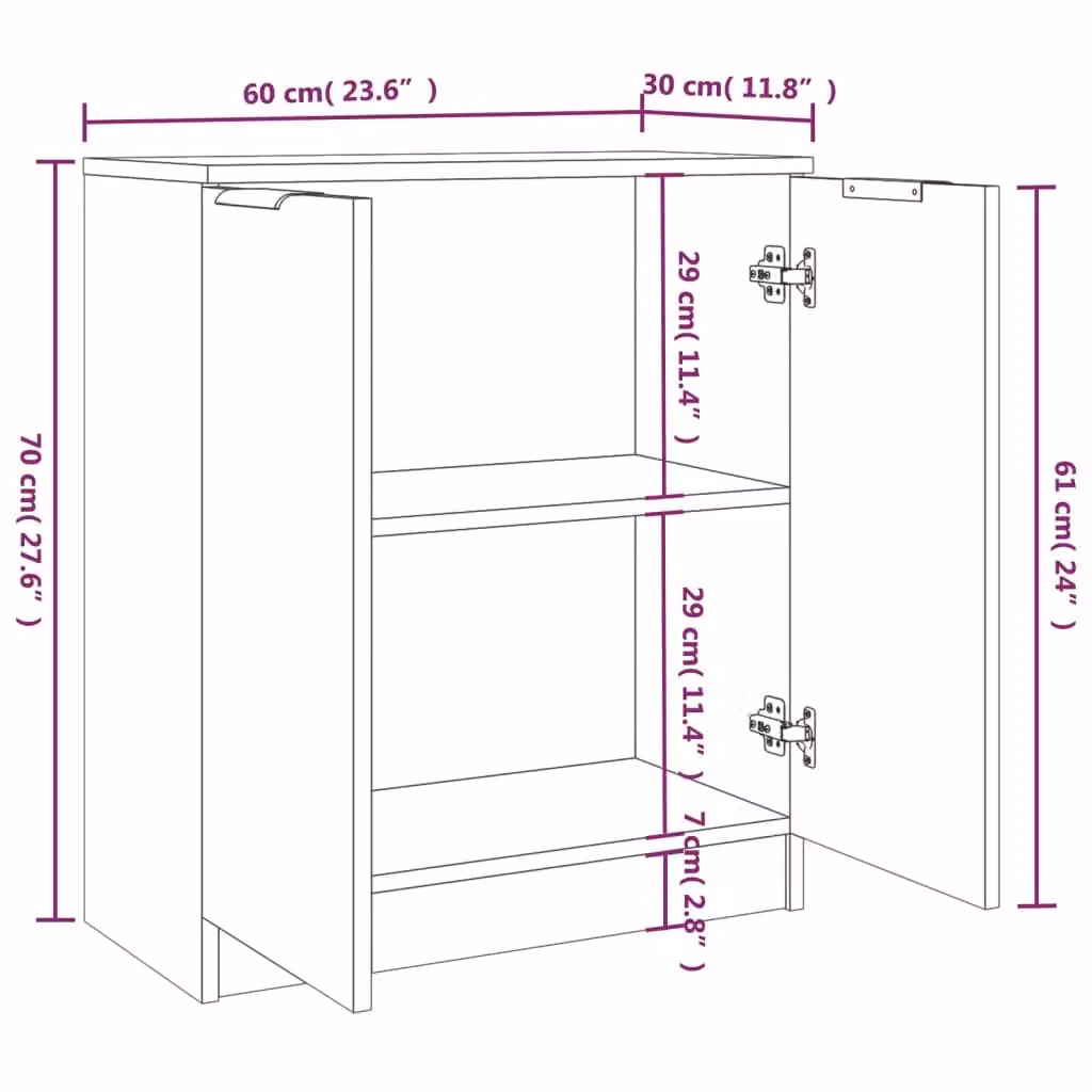 Berkfield Home Set of 2 Sideboards in Concrete Grey, W/D/H: 60 x 30 x 70 cm – 2