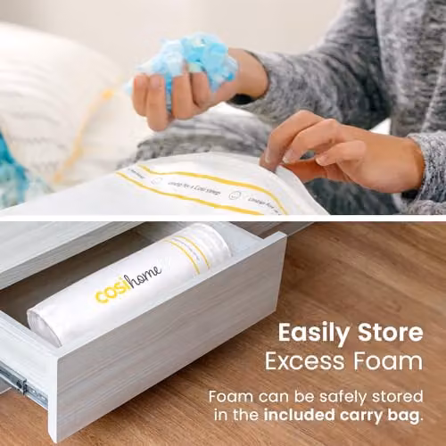 Cosi Home Luxury Memory Foam Pillow with Cooling Gel and Bamboo Cover, Height Adjustable, White, W/D/H: 71 x 45 cm – 7