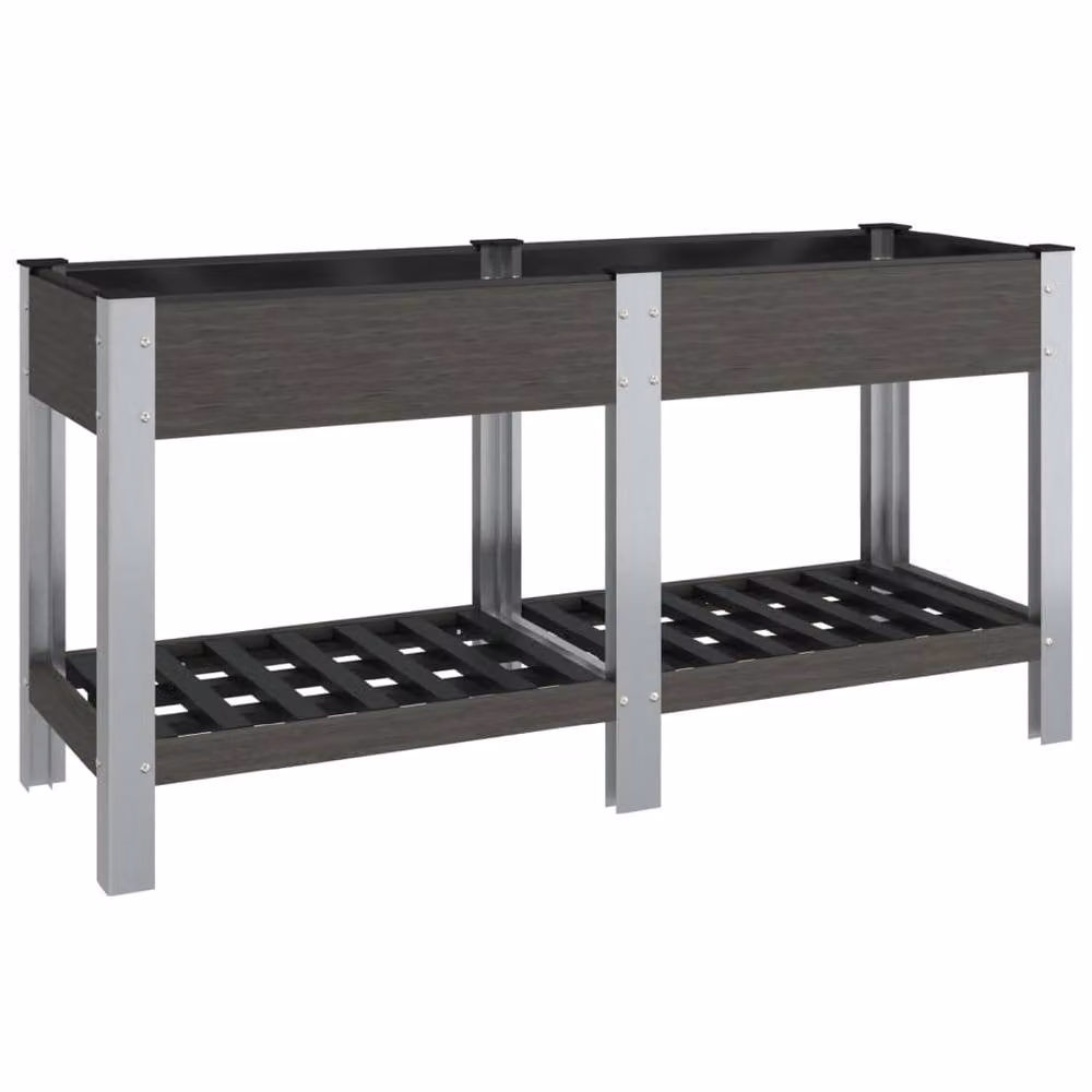 Berkfield Home Garden Raised Bed with Shelf in Grey WPC and Steel, W/D/H: 175 x 50 x 75 cm – 2