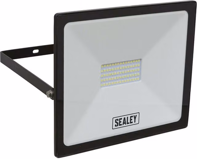 Loops Extra Slim LED Floodlight with Wall Bracket, 50W, 4500 Lumens, IP65 Rated, Black/Multicolour – 1