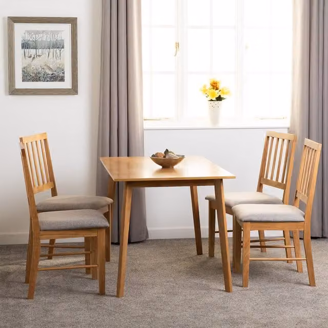 Seconique Austin Dining Set with 4 Chairs in Oak Effect and Grey