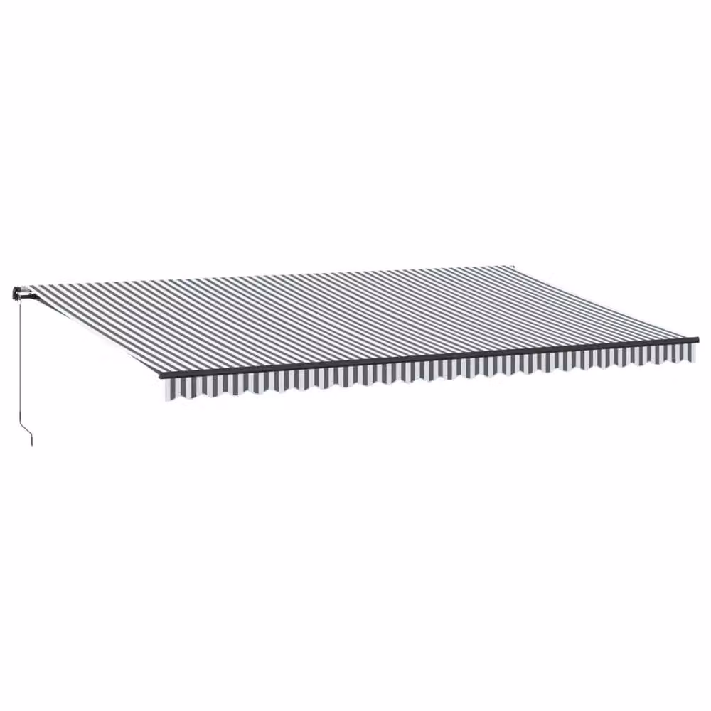 Berkfield Home Manual Retractable Aluminium Awning with LEDs, Anthracite and White, W: 600 cm, D: 300 cm – 2