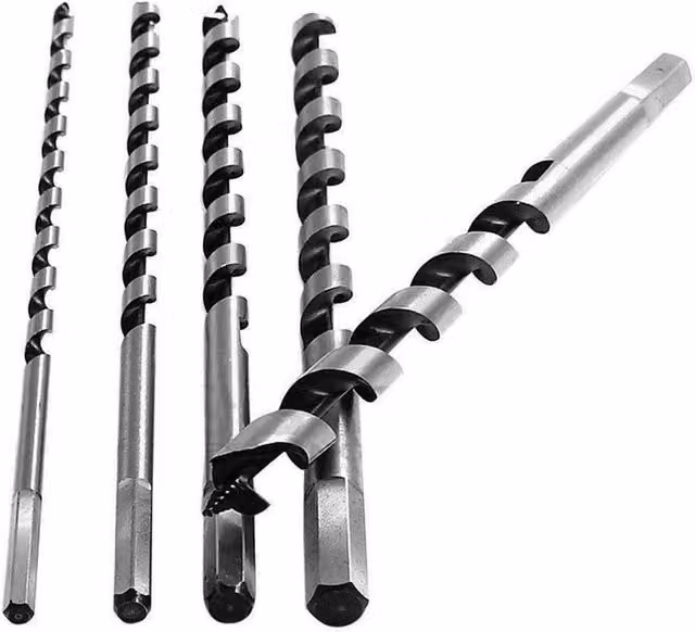 VOGREX 5 Piece High Carbon Steel Auger Bit Set with Long Hex Shank in Silver – 1