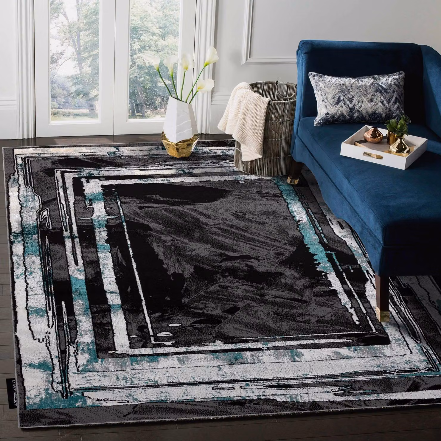 RugsX De Luxe Abstract Grey Polyester Rug, W: 200 cm, D: 290 cm – 5