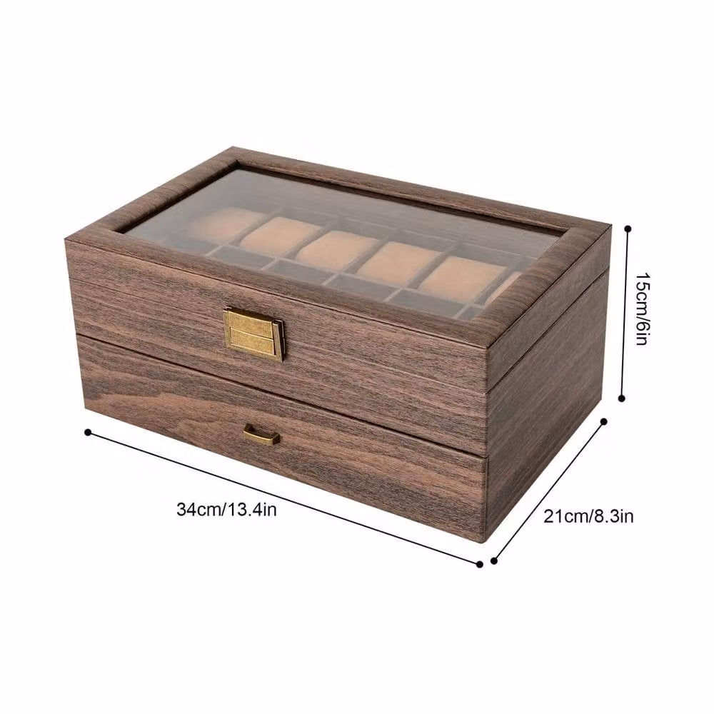 PAWNORA Wood Grain Display Case Organizer Box in Brown – 2