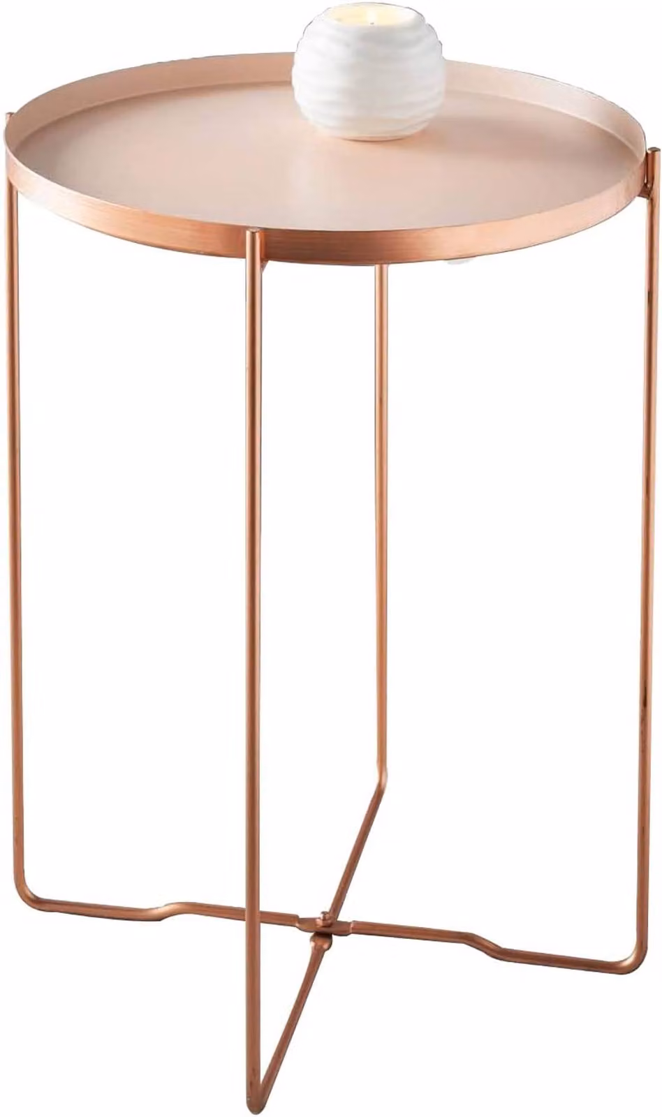SPOT ON DEALZ Blush Round Side Table with Removable Tray and Copper Legs, W/D/H: 35 x 35 x 47 cm – 3