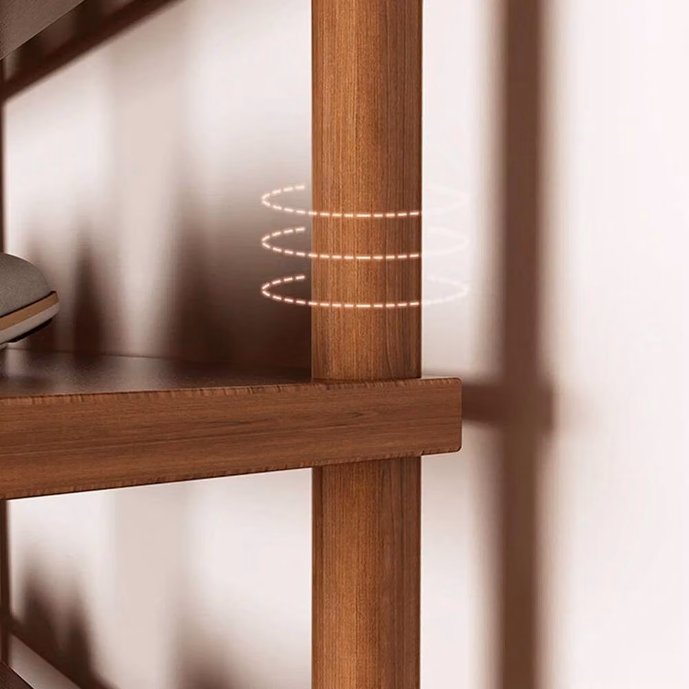 FLAVORA Vertical Shoe Rack Tall Shoe Tower Storage in Brown Walnut, W/D/H: 48 x 24 x 80 cm – 4