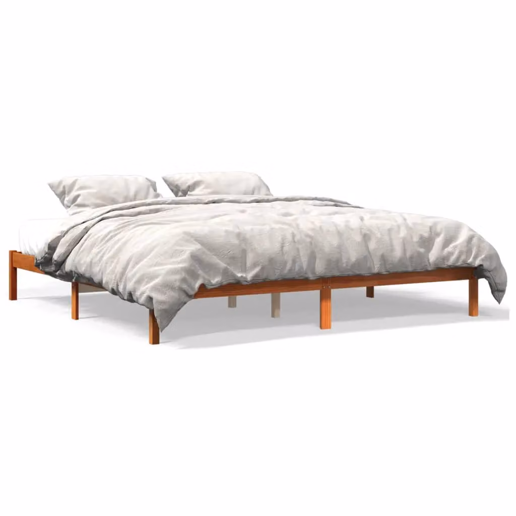 Berkfield Home Rustic Solid Wood Pine Bed Frame in Wax Brown 200 x 200 cm – 2