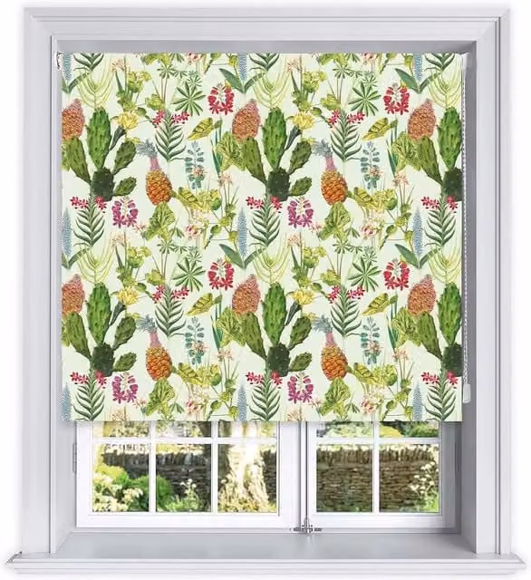 Lister Cartwright Tropical Floral Blackout Roller Blinds, Green, W: 150 cm, H: 160 cm