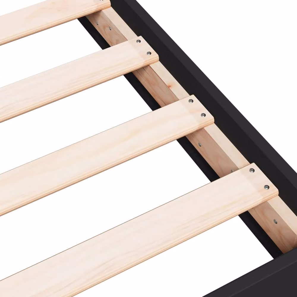 Berkfield Home Modern Small Single Wood Bed Frame, Black, W/D/H: 78 x 190 x 17 cm – 4