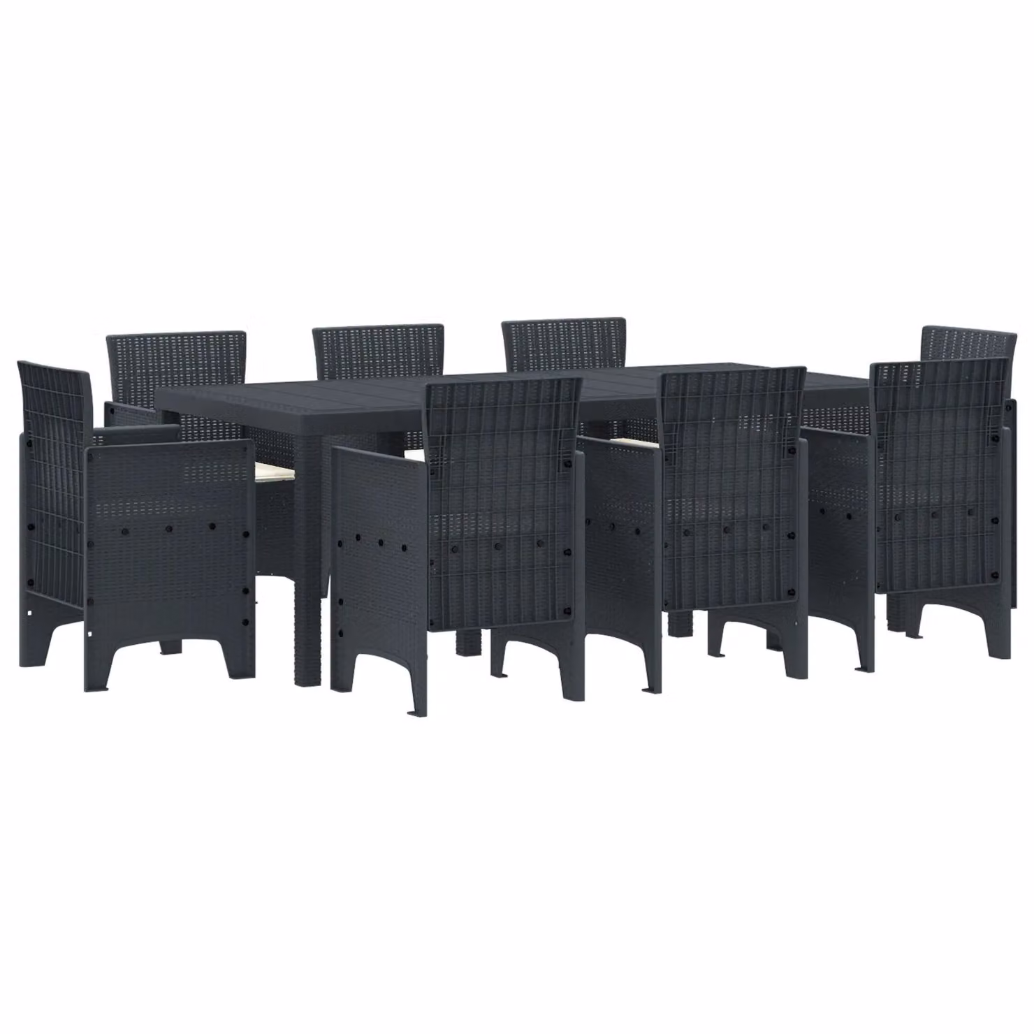 Berkfield Home 9 Piece Anthracite Poly Rattan Garden Dining Set with Cushions – 2
