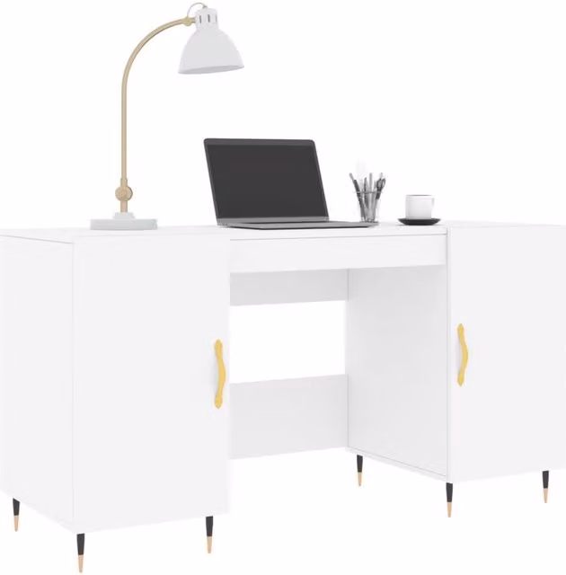Berkfield Home Elegant White Writing Desk, W/D/H: 140 x 50 x 75 cm