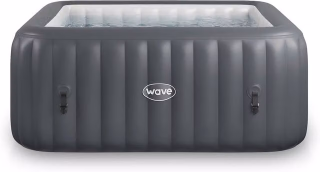 Summer Waves Wave Pacific 4-Person Inflatable Square Hot Tub with Integrated Heater, Grey