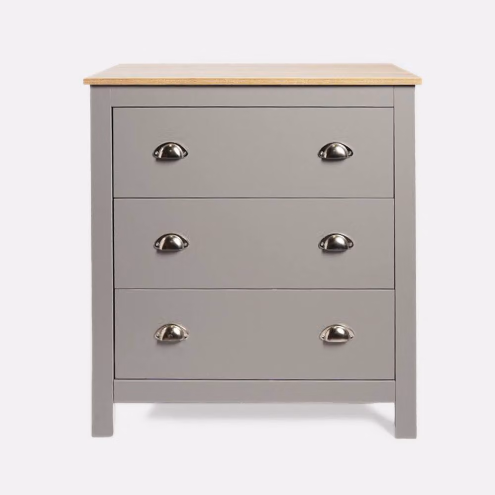 OHS Chicago 3 Drawer Bedside Table and Hallway Cabinet in Grey – 2