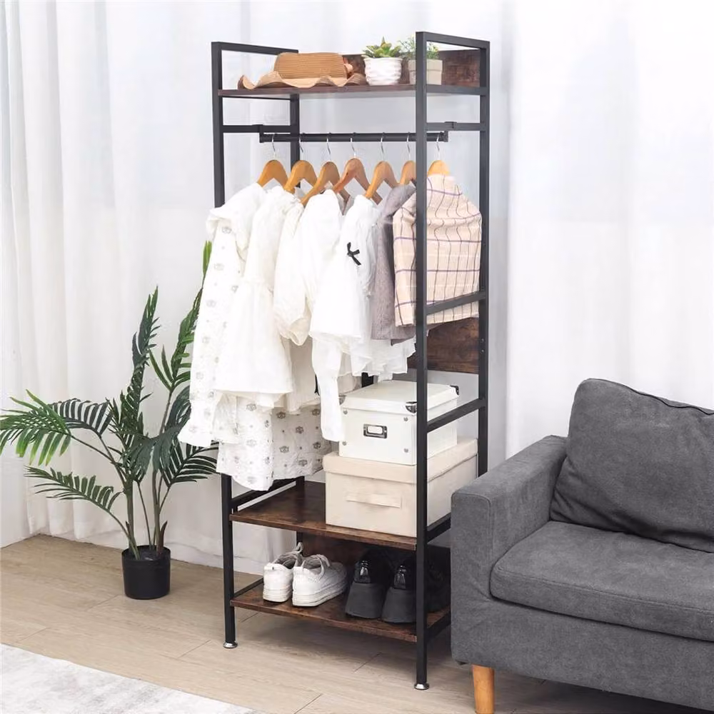 Havendro Industrial Entryway Coat Rack with Adjustable Storage Shelf in Black – 3