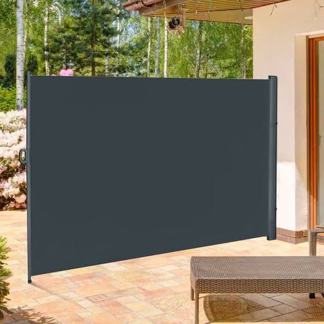 Outsunny Retractable Side Awning Screen Fence in Grey, W/H: 300 x 200 cm
