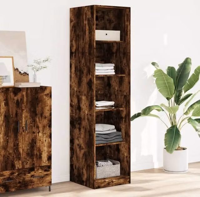 Berkfield Home Smoked Oak Wardrobe in Brown, W/D/H: 50 x 50 x 200 cm – 1