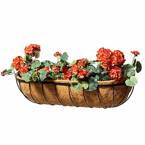 Primrose Black Wire Hanging Basket Planter with Coco Liner, Diameter: 41 cm – 2
